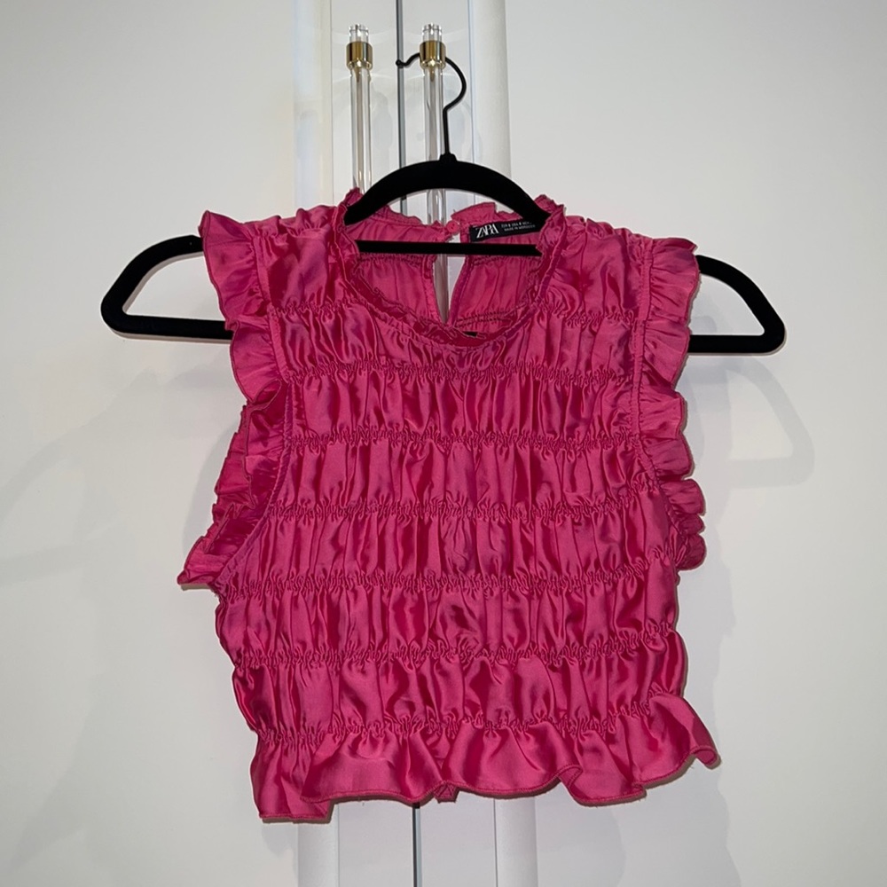 ZARA Pink Stretchy Crop Top S